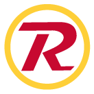 Rundes Logo mit rotem R im gelben Kreis